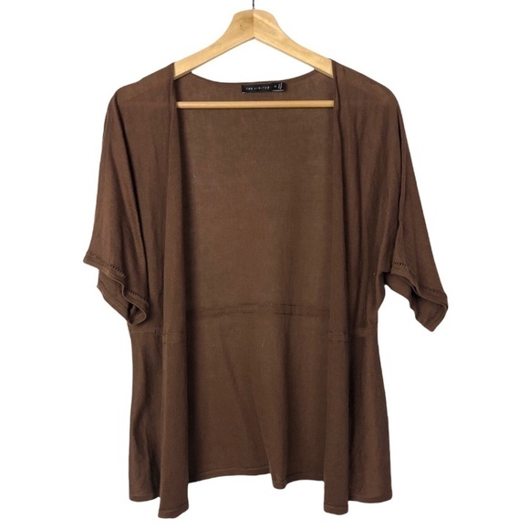 The Limited Brown Y2K Vintage Short Sleeve Clasp Front Cardigan Sweater M - Picture 2 of 5